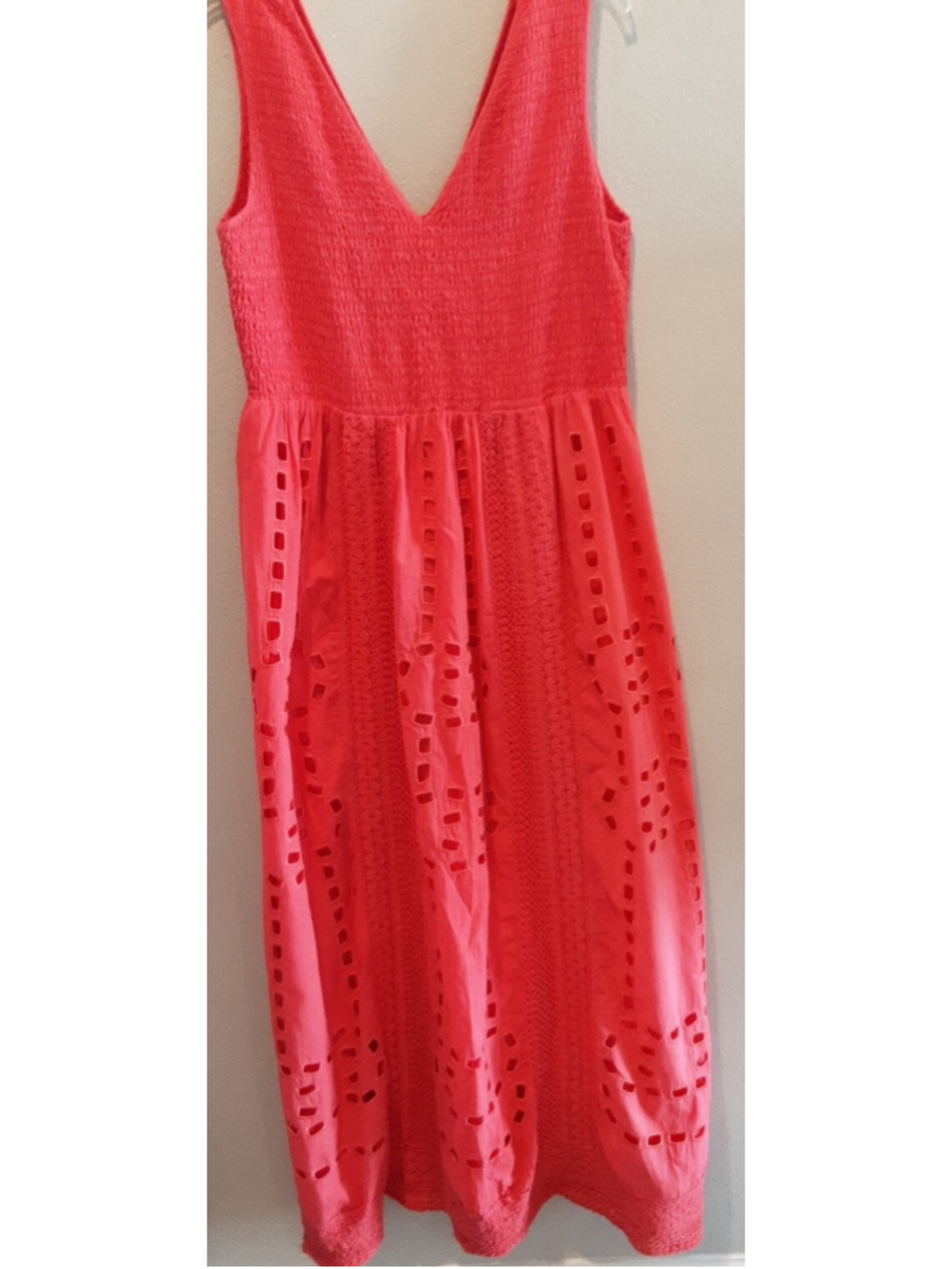 V CRISTINA Perfect Summer Dress Cotton Maxi Crocheted Lace Cut Outs Lined Sz XL